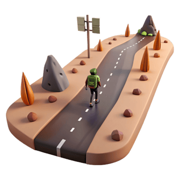 wonderful rustic 3D Illustration Hiking Journey Road original png