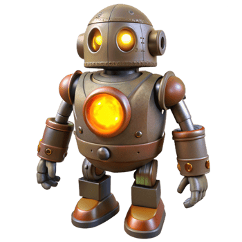 stunning modern 3D Render Steampunk Robot Illustration premium png