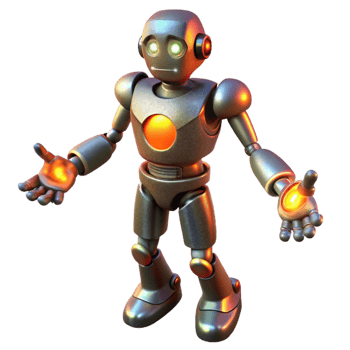 impressive abstract 3D Render of Friendly Metal Robot original png
