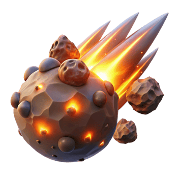 vibrant contemporary Fiery Meteoroid 3D Render genuine png