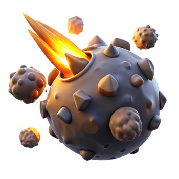 wonderful vintage 3D Asteroid Impact Illustration premium png