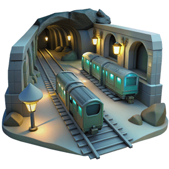 elegant abstract 3D Train Station Illustration Underground Railway premium png
