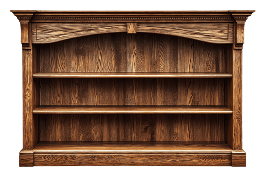 Textured wooden bookshelf, beautifully crafted png