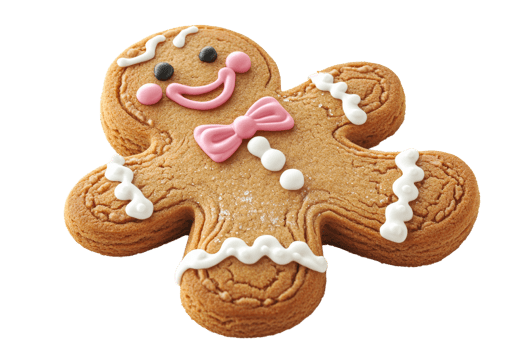 Gingerbread cookie decorated with icing and candy png