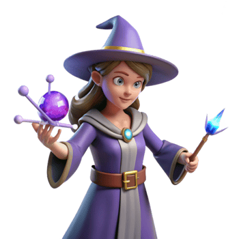 impressive minimalist Young Witch 3D Render high quality png
