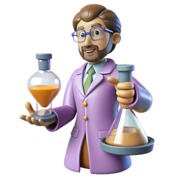 extraordinary minimalist 3D Cartoon Scientist with Lab Flasks professional png