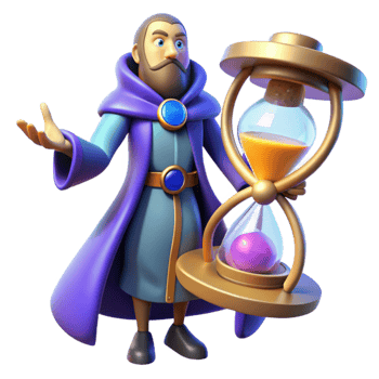 stunning abstract 3D Cartoon Wizard with Hourglass exclusive png