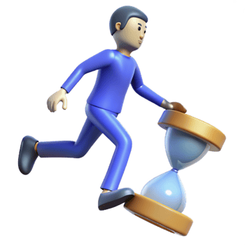 dramatic classic 3D Illustration Running Figure and Hourglass genuine png