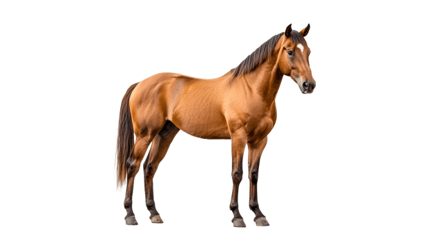 Brown horse standing proudly in clear light png