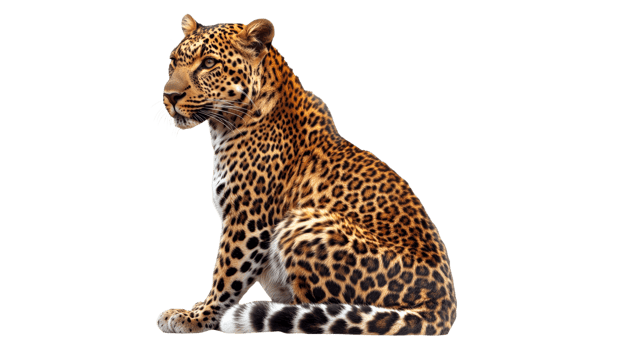 Majestic leopard resting in a serene pose png