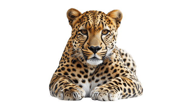 Leopard lounging on a white background png