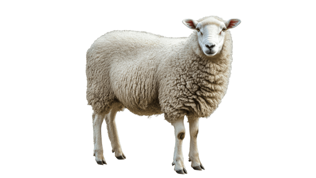 Sheep standing on white background during daylight transparent png