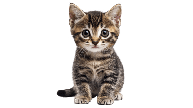 Cute kitten with striking blue eyes sitting calmly transparent png