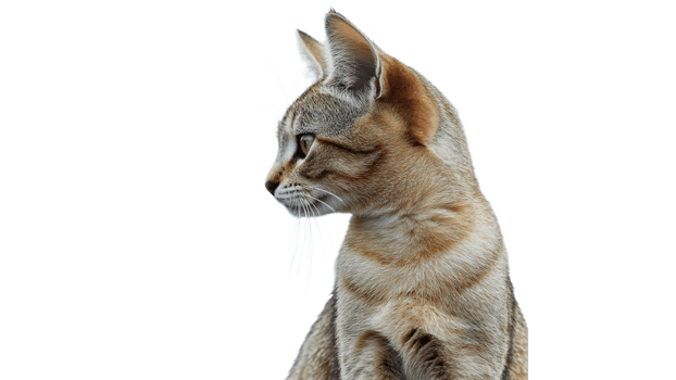 Cat showcasing profile against white background png