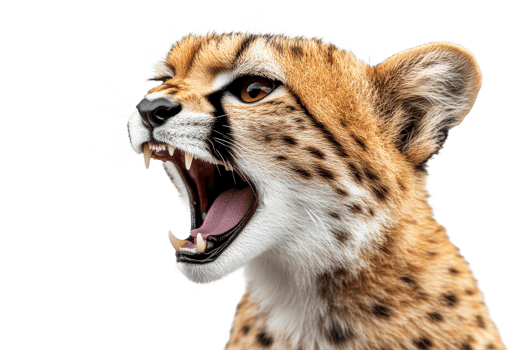 Cheetah expressing fierce emotion in close up shot png