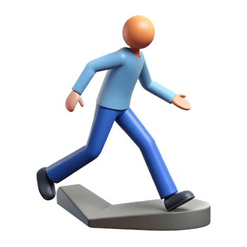 beautiful vintage 3D Cartoon Character Walking Up Steps Illustration detailed png