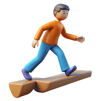 vibrant vintage 3D Cartoon Character Walking a Plank exclusive png