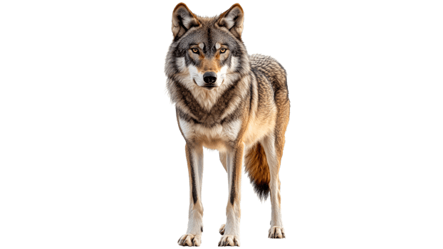 Majestic wolf stands alert in natural setting png