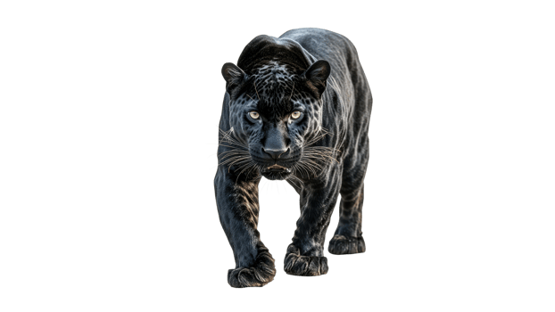 Majestic black panther walking gracefully outdoors png
