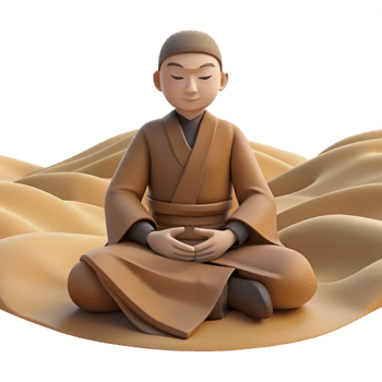 stunning minimalist 3D Illustration Monk Meditating Sand Dunes detailed png