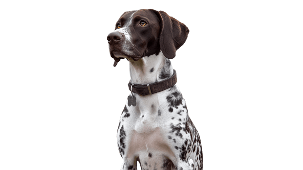 Brown and white dog sits with a curious expression png