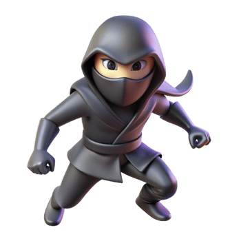 impressive artistic 3D Render Stealth Ninja Cartoon Character high quality png