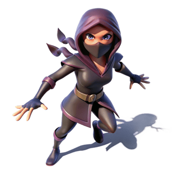 vibrant rustic 3D Render Female Ninja Illustration authentic png