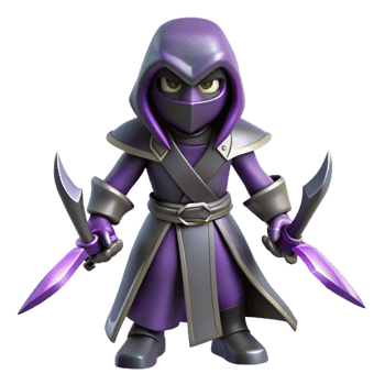 vibrant rustic 3D Render Purple Ninja Character Illustration original png