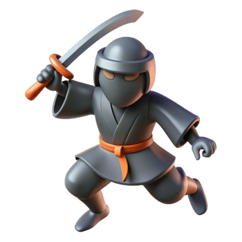 beautiful rustic 3D Ninja Warrior Illustration 4K png