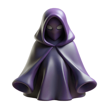 magnificent rustic Purple Hooded Figure 3D Render high resolution png