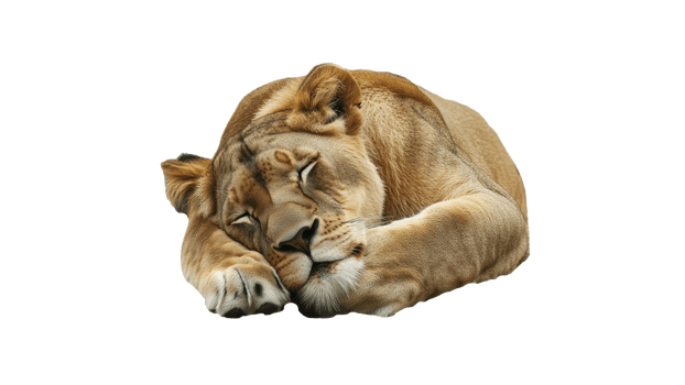 Lioness resting peacefully in a serene environment png