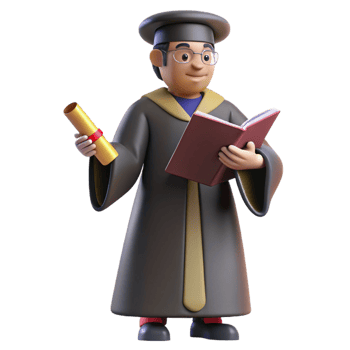 impressive creative Graduate 3D Render, Happy Student with Diploma high quality png