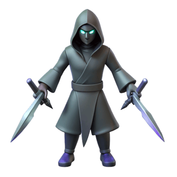 impressive rustic 3D Render of Hooded Figure with Daggers detailed png