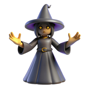 magnificent vintage 3D Render of a Cute Witch Character high resolution png