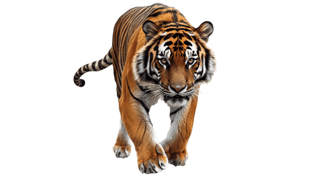 Large tiger walks boldly in natural habitat png