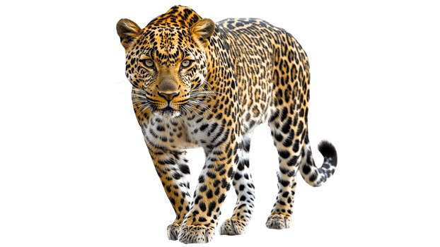 Leopard walking on white background png