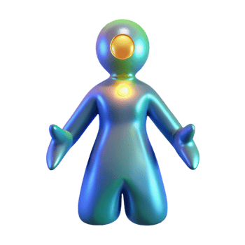 beautiful contemporary 3D Render Iridescent Figure Welcoming high quality png