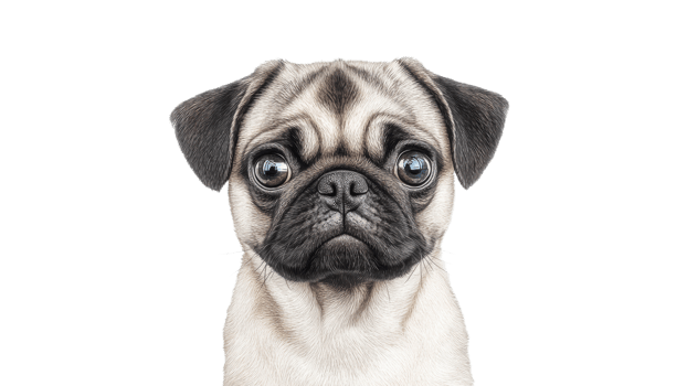 Cute pug with expressive eyes looking at viewer png