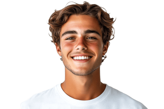 Young man smiles brightly with a casual outfit png