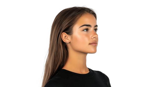 Long haired woman posing in white png