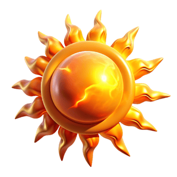 vibrant vintage Golden Sun 3D Illustration high quality png