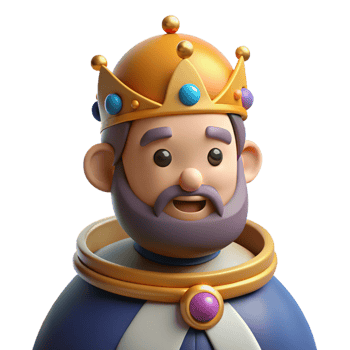 dramatic classic Cartoon King 3D Render high resolution png