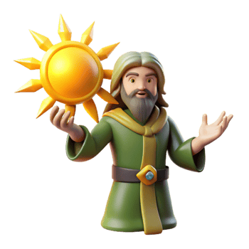 magnificent vintage 3D Render of a Wise Mage Holding the Sun genuine png