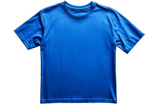 Solid blue t shirt displayed on a white background png