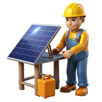 stunning artistic 3D Illustration Solar Panel Technician exclusive png