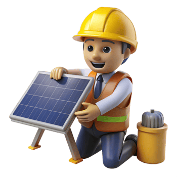 vibrant minimalist 3D Cartoon Engineer Solar Panel Illustration authentic png