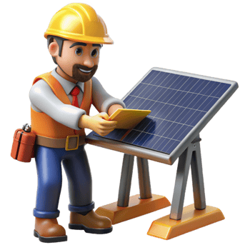 extraordinary creative 3D Illustration Solar Panel Technician professional png