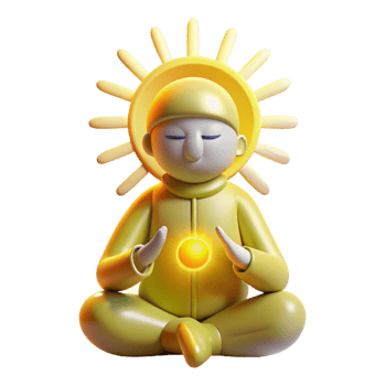 impressive traditional 3D Render Yellow Sun Meditation Figure premium png