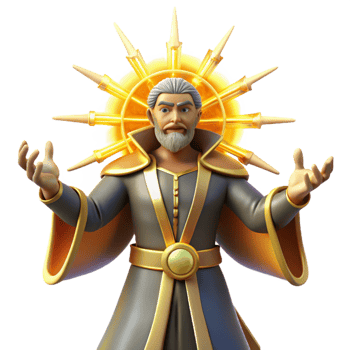 impressive minimalist Majestic 3D Render of a Wise Wizard authentic png