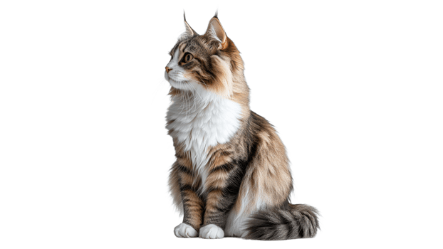 Majestic Maine cat sitting elegantly indoors png